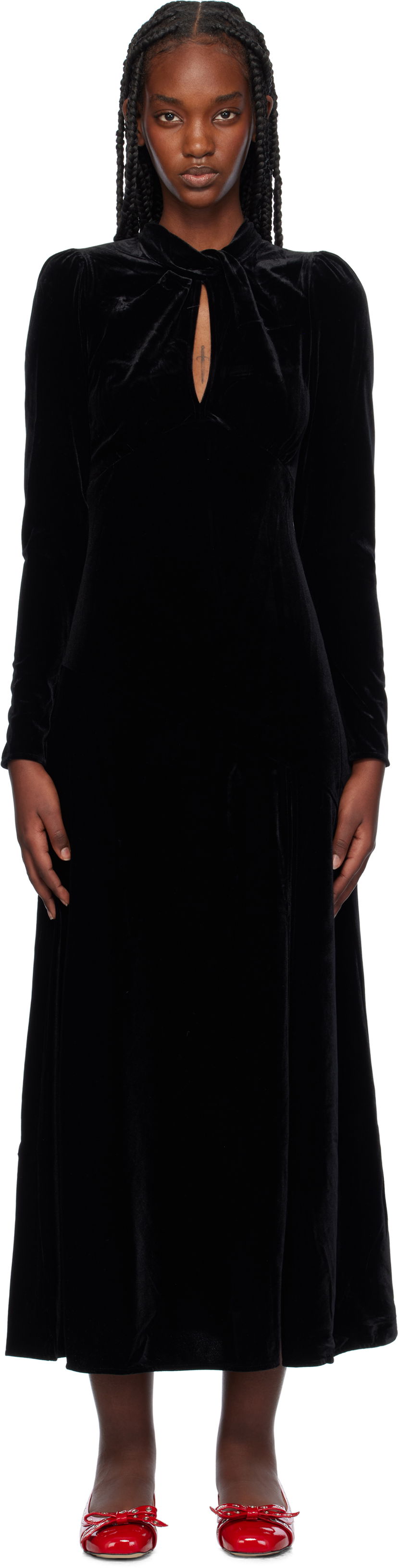 Klä GANNI Velvet Maxi Dress Svart | T3980