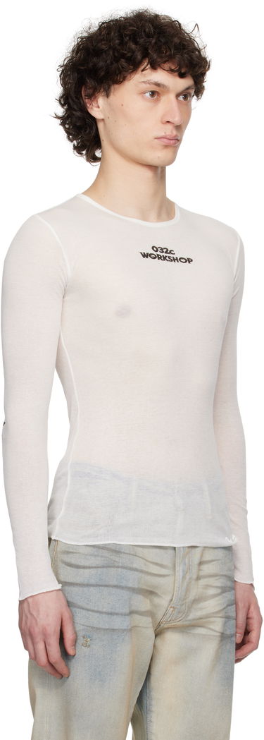 T-shirt 032C 032c 'Black Sun' Fine Rib Longsleeve T-Shirt Vit | S25-URC-0281-100, 1