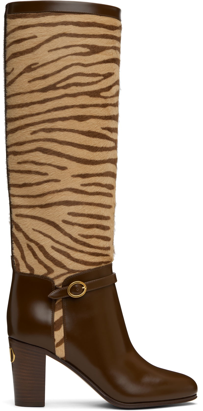 Kläder Valentino Valentino Garavani Pattie Zebra-Print Tall Boots Brun | 6W2S0LD6SHF