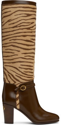 Valentino Garavani Pattie Zebra-Print Tall Boots