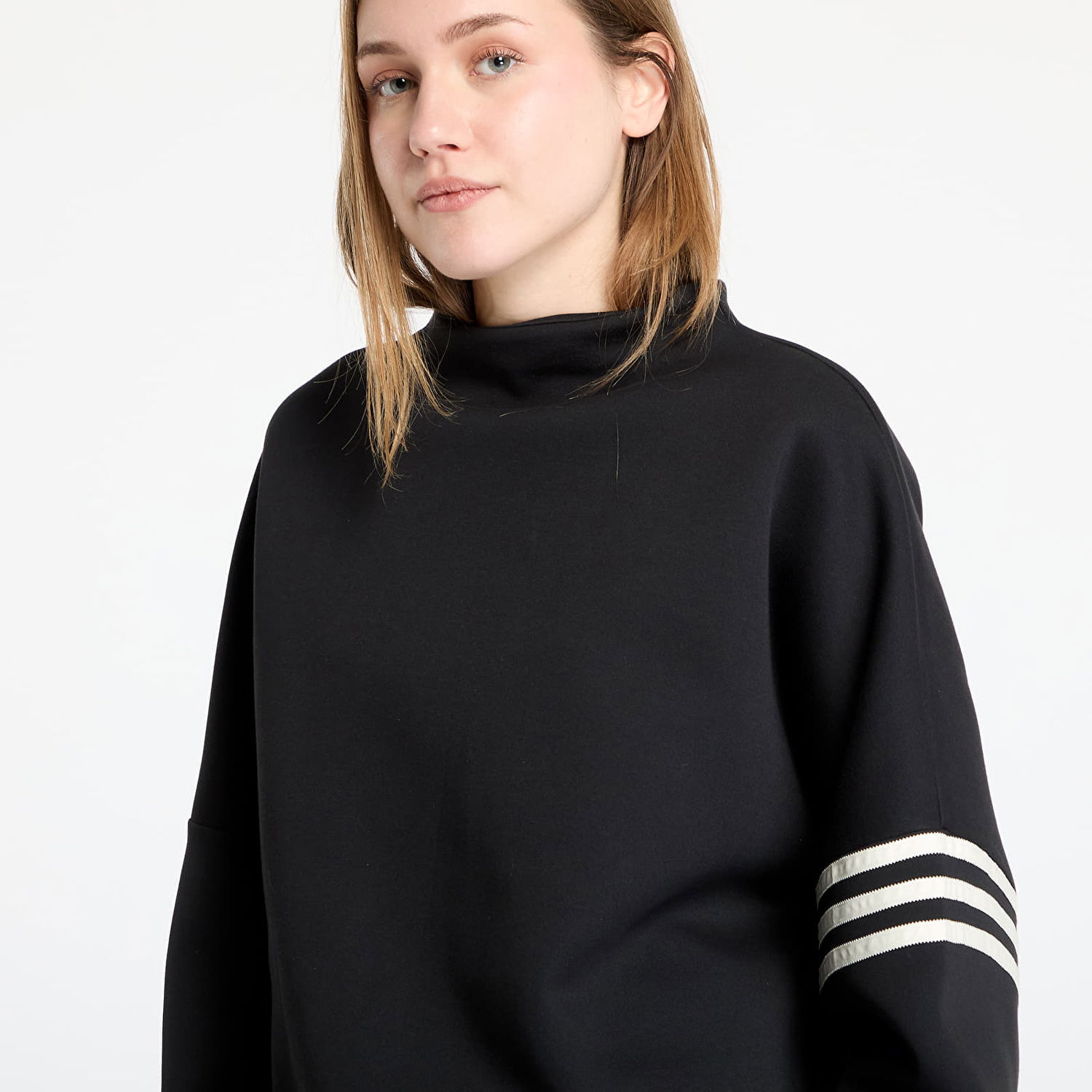 Sweatshirt adidas Originals Oversized Mock Neck Sweatshirt Svart | JI8520, 1