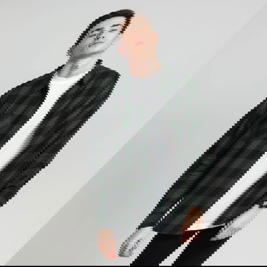 Skjorta Urban Classics Checked Flanell Shirt Grön | tb297 blckgrn, 0