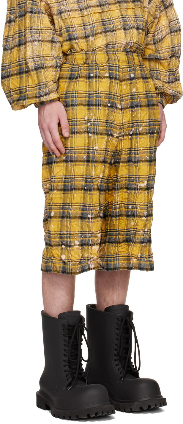 Shorts We11done We11done Crinkled Check Shorts Gul | WD-PT1-23-254-U-YE, 1