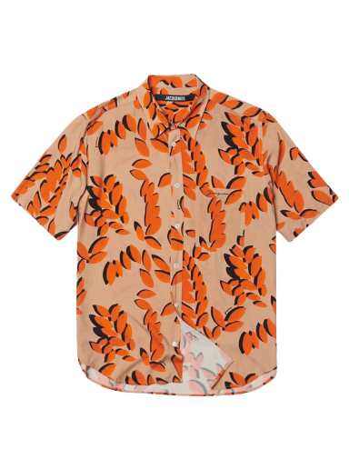 Skjorta Jacquemus La Chemise Melo Leaves Print Röd | 225SH006-1002-7AN