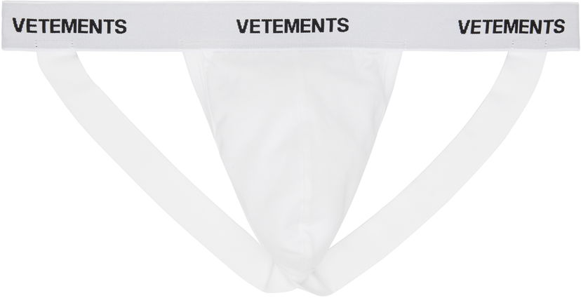 Trosor VETEMENTS Vetements Logo-Woven Jock Strap Vit | MA66UN110W
