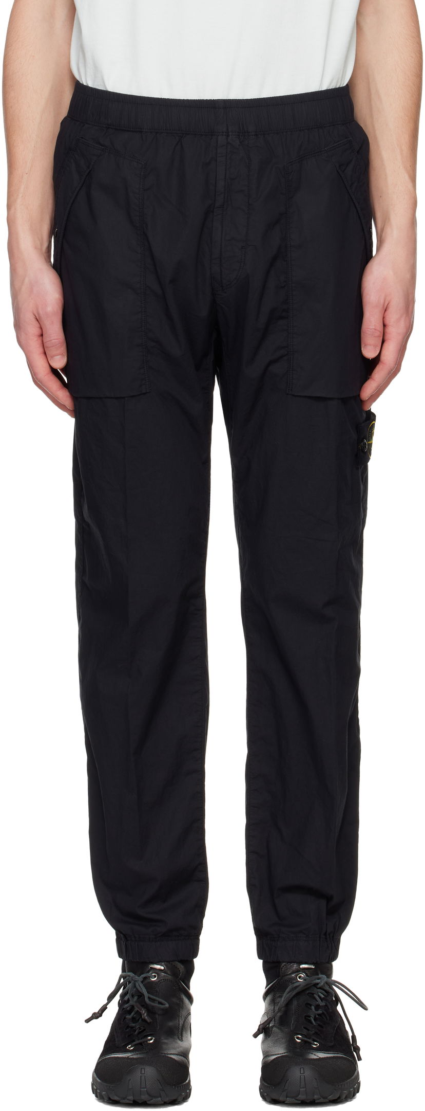 Cargo byxor Stone Island Stone Island Stretch Cotton Tela Paracadute Sweatpants Svart | K1S15 3100017 S0003