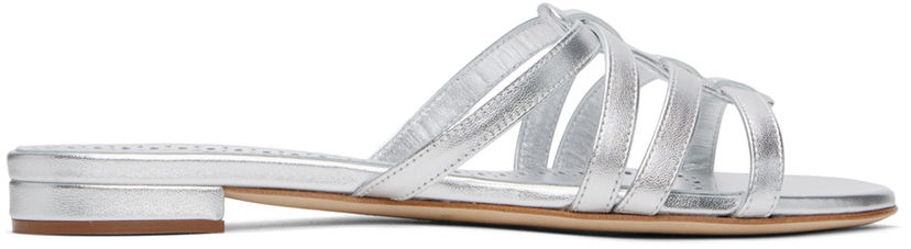 Skovård Manolo Blahnik Manolo Blahnik Riran Strappy Leather Sandals Metallisk | 124-2479