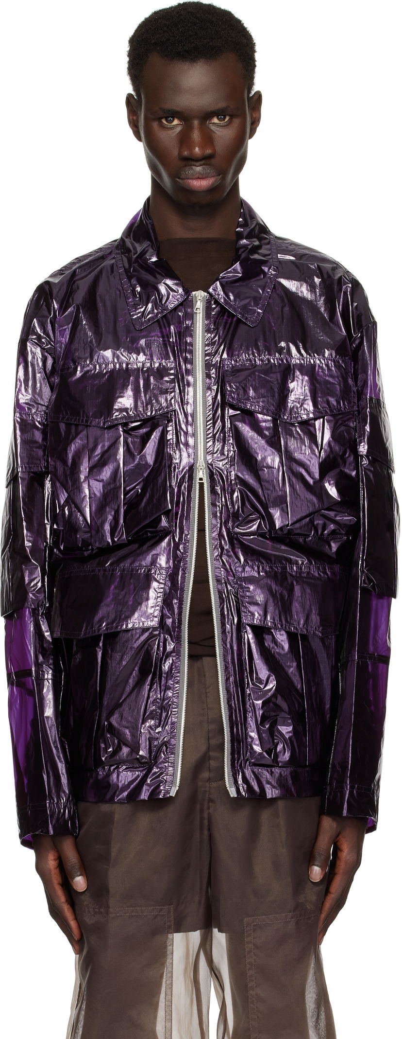 Vindjacka Dries Van Noten Dries Van Noten Overdyed Transparent Jacket Purpur | 251-020532-1258