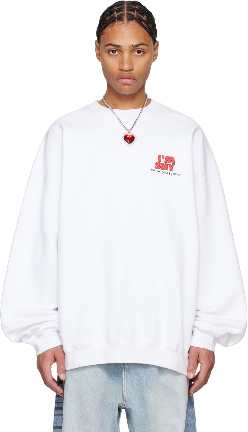 Sweatshirt VETEMENTS 'I'm Shy' Oversized Sweatshirt Vit | UA66CW620W