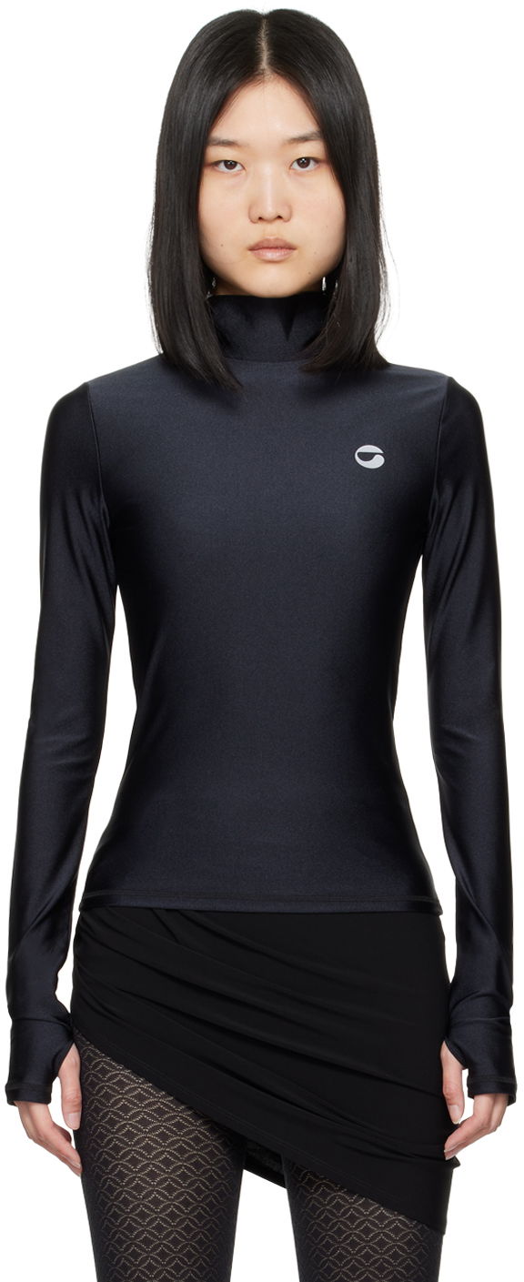 T-shirt Coperni Tight High Neck Long Sleeve T-Shirt Svart | COPJS20545