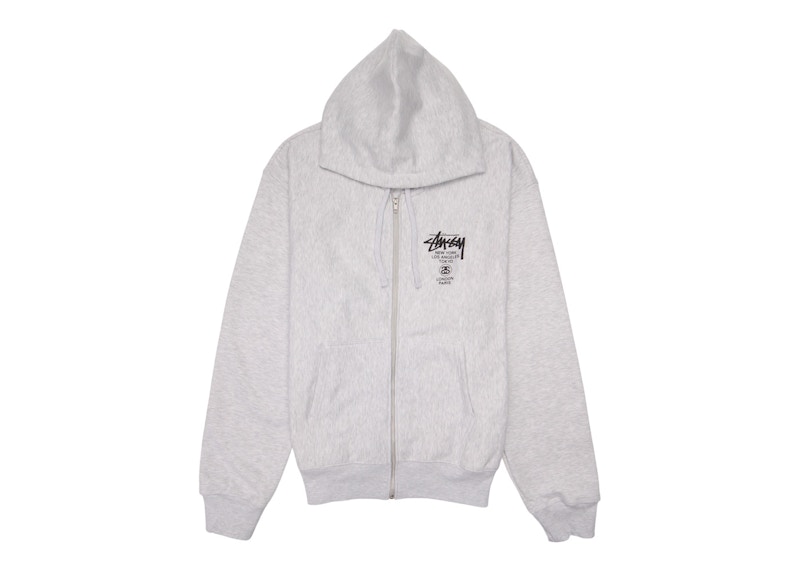 Sweatshirt Stüssy Stussy World Tour Zip Hoodie Grå | 3973713-ASHH