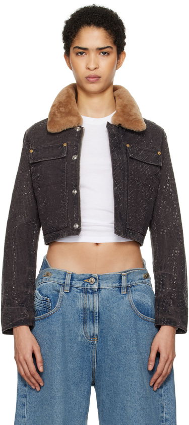 Jacka Alexander Wang Alexander Wang Workwear Cropped Denim Jacket with Shearling Collar Brun | 1WC4242501, 0