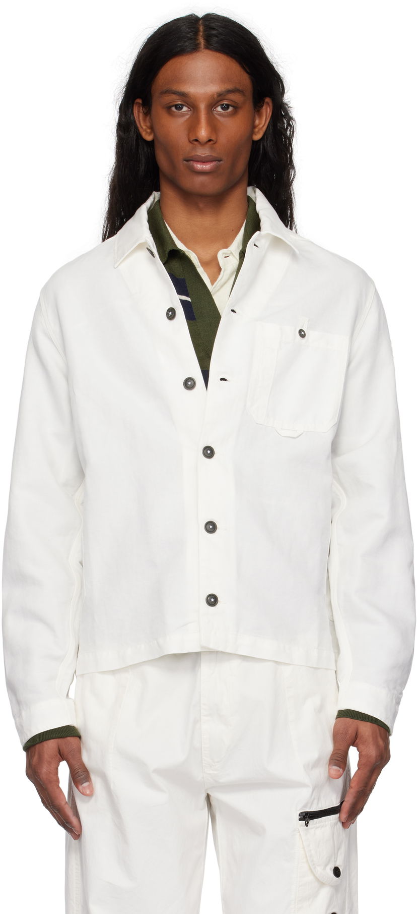 Skjorta C.P. Company C.P. Company Lens Cotton Linen Overshirt Vit | 18CMOS102A-006273G