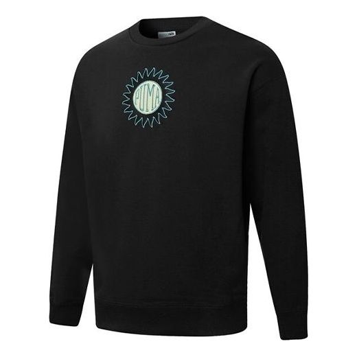 Sweater Puma Downtown Graphic Crew Living Series Embroidered Knit Pullover Svart | 533677-01