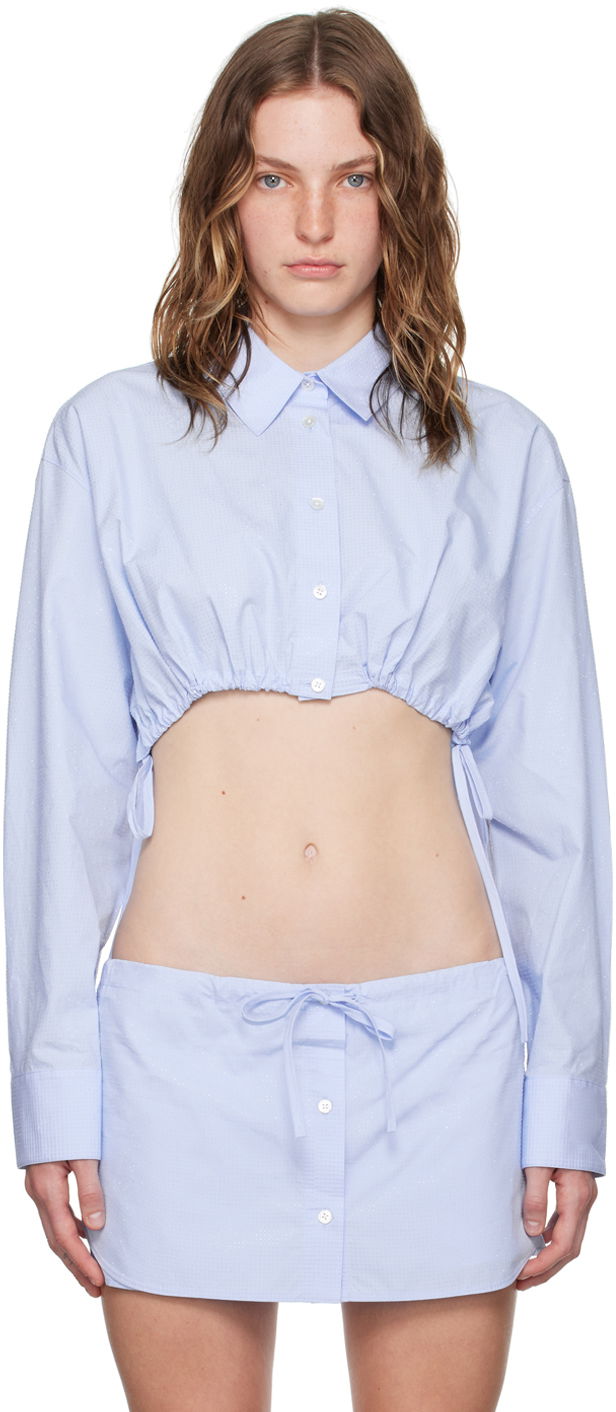 Skjorta Alexander Wang Blue Cropped Drawstring Shirt Blå | 1WC3241933