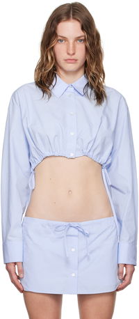 Blue Cropped Drawstring Shirt