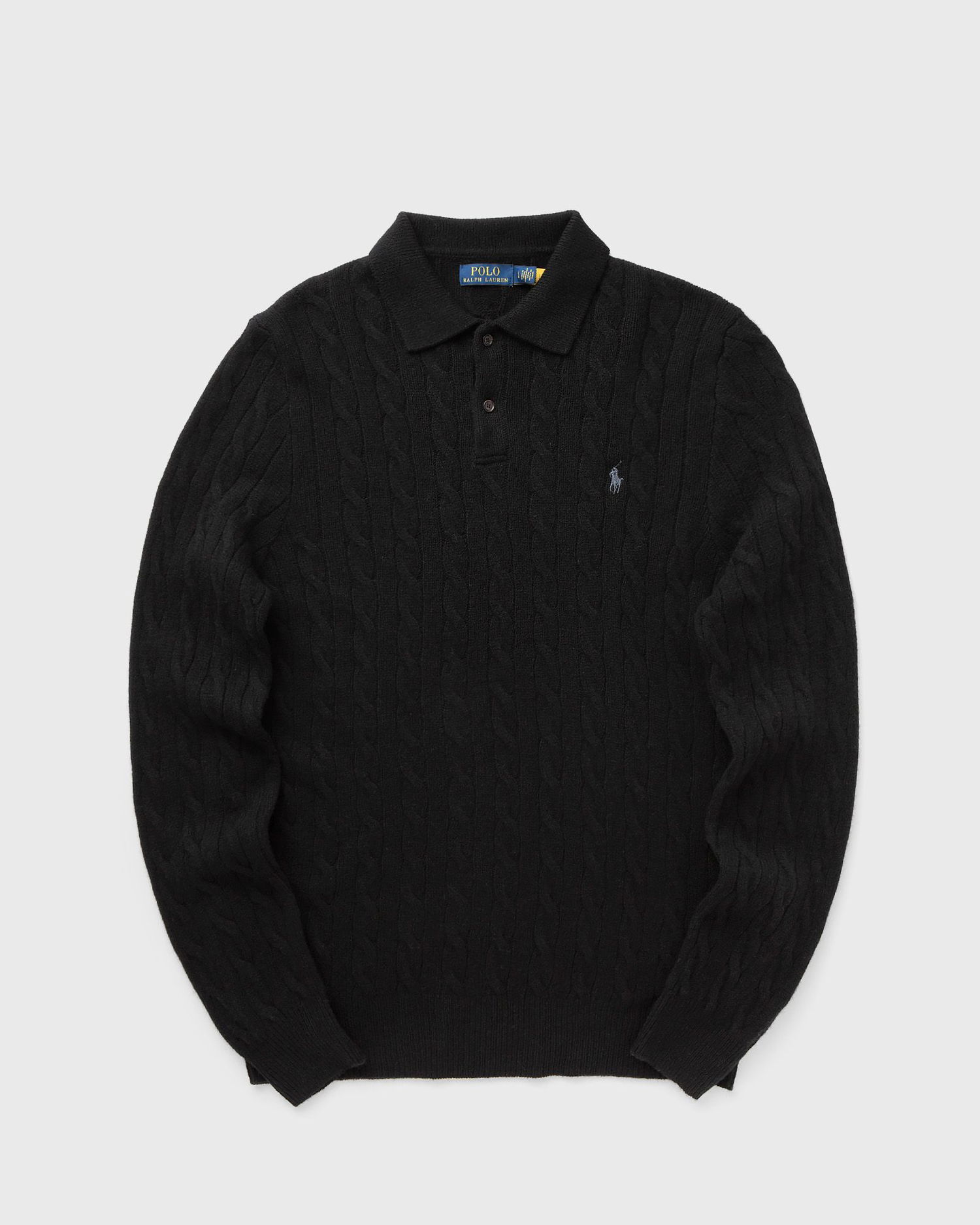 Sweater Polo by Ralph Lauren Cable Knit Polo Sweater Svart | 710974165001, 0