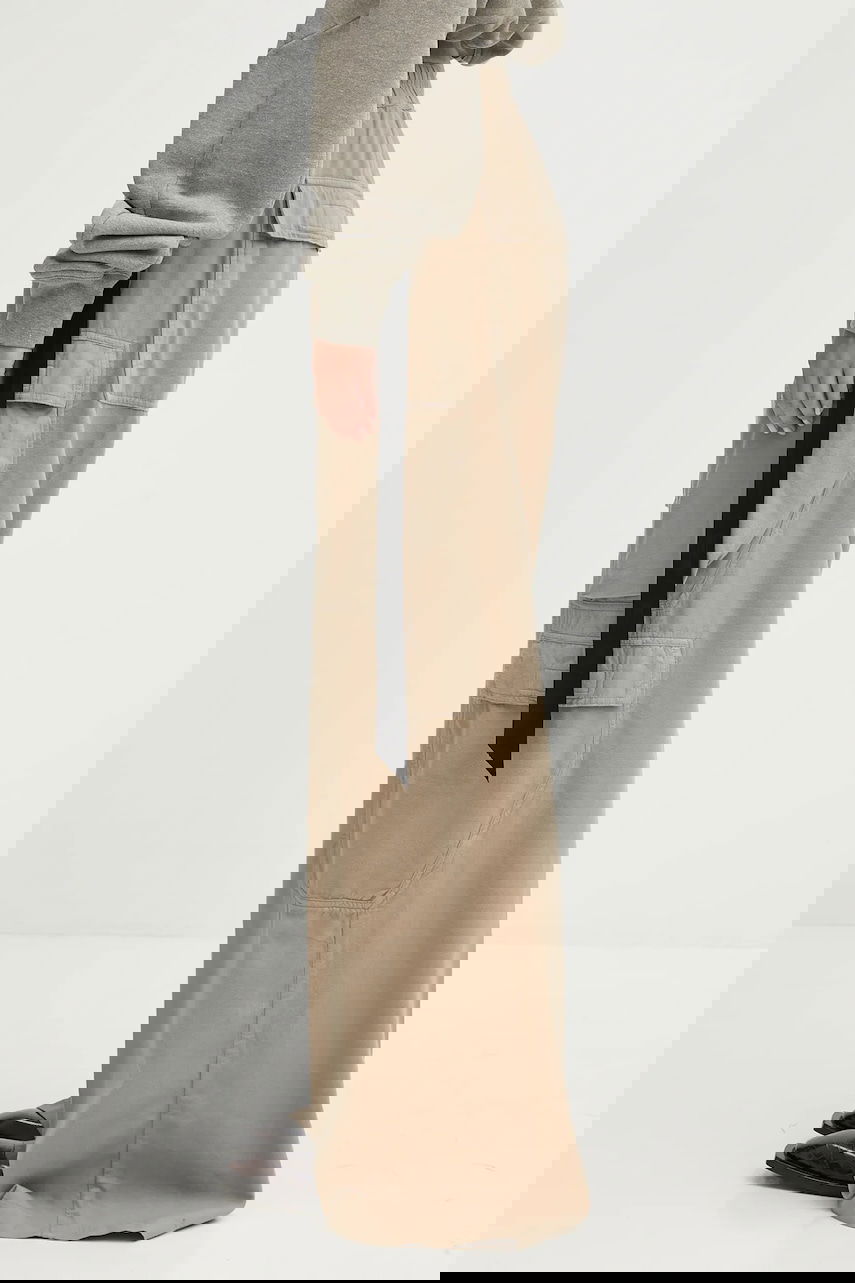 Cargo byxor Rick Owens Rick Owens DRKSHDW Double Cargo Jumbo Belas High Waist Wide Leg Pants Beige | DS02E7324.CFL, 1