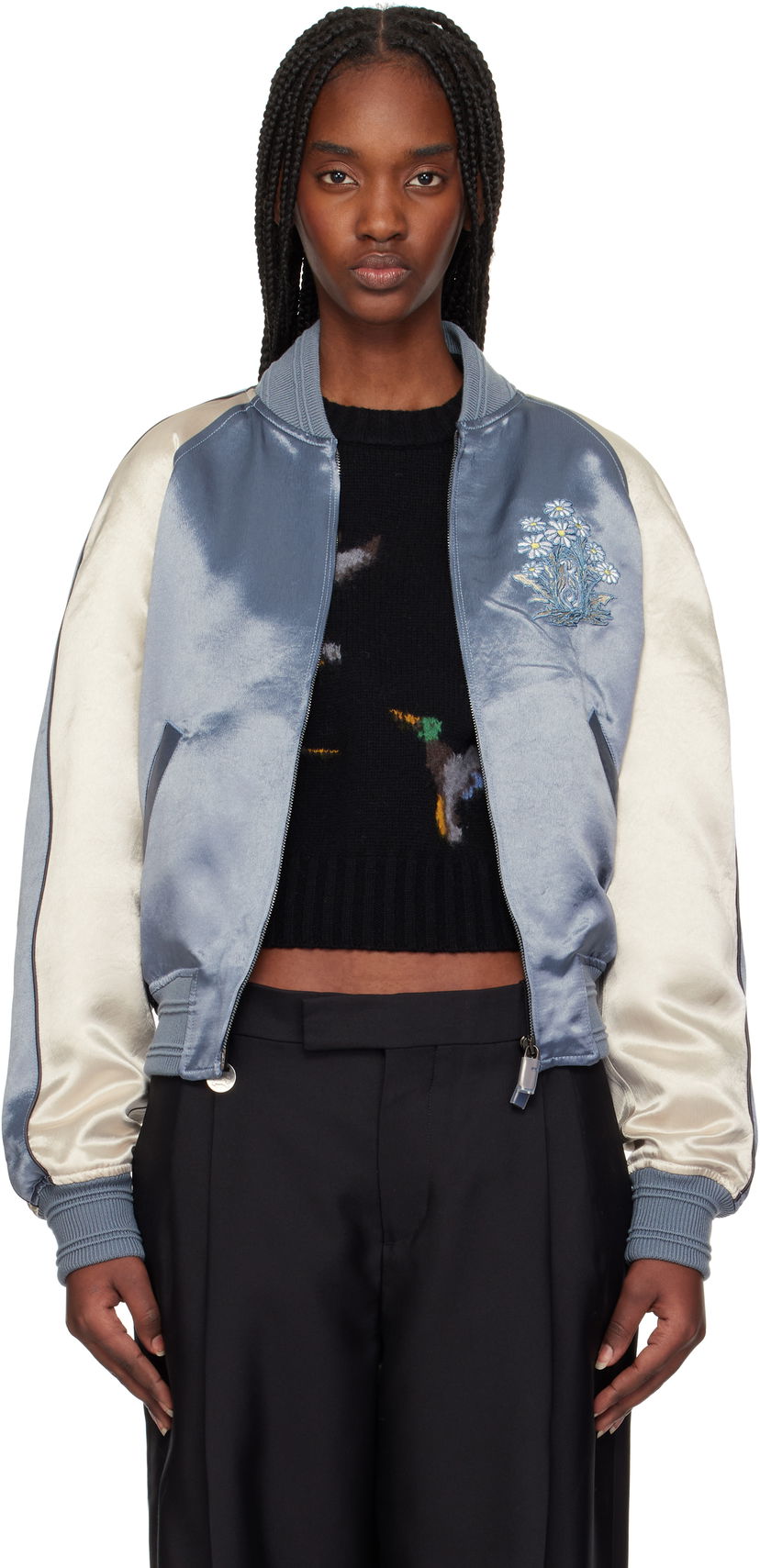 Bomberjacka Burberry Burberry EKD Satin Bomber Jacket Blå | 8101089