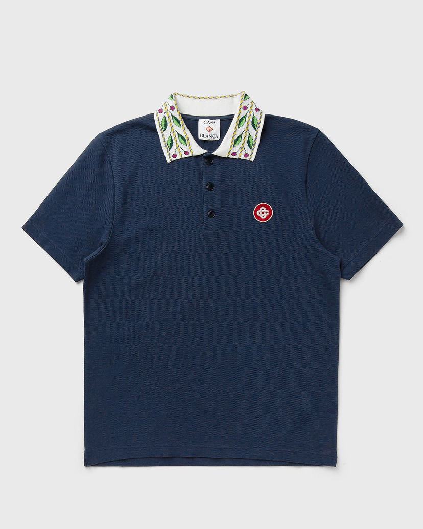 Polotröja Casablanca Laurel Pique Polo Shirt Mörkblå | MPF25-JTP-243-02