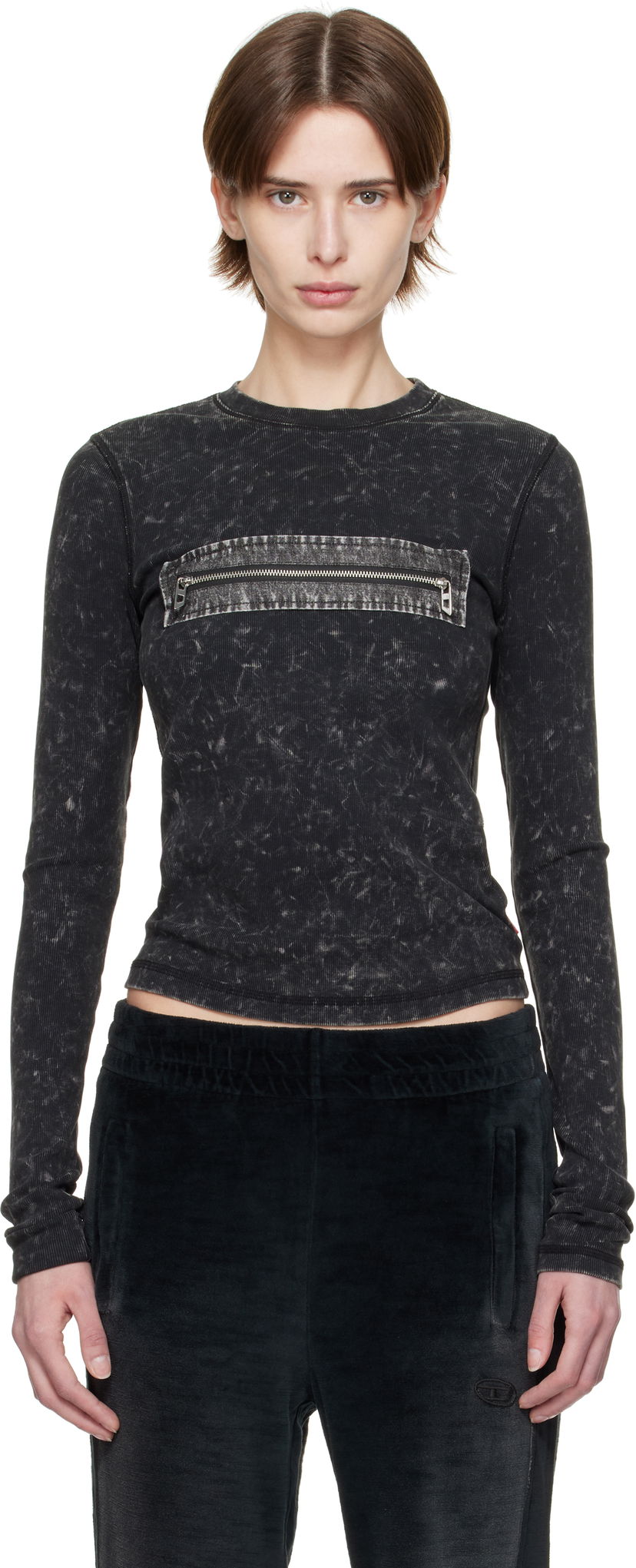 T-shirt Diesel Diesel T-Ercole Long Sleeve T-Shirt Svart | A16628 0QMAU