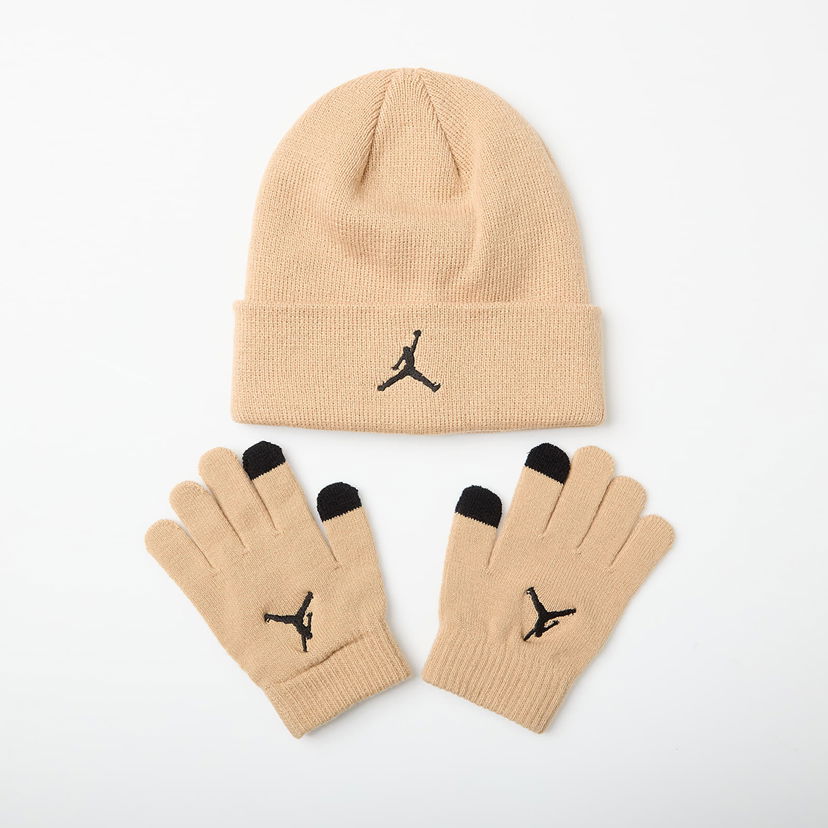 Träningsoverall Jordan Jordan Essentials Beanie and Gloves Set Beige | 9A0836-X0L