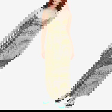 Klä Miaou Miaou Thais Midi Dress Emblem Print Beige | 5019PM1EMB, 4