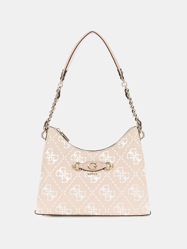 Axelväska GUESS Izzy 4G Logo Shoulder Bag Beige | HWOQ8654010