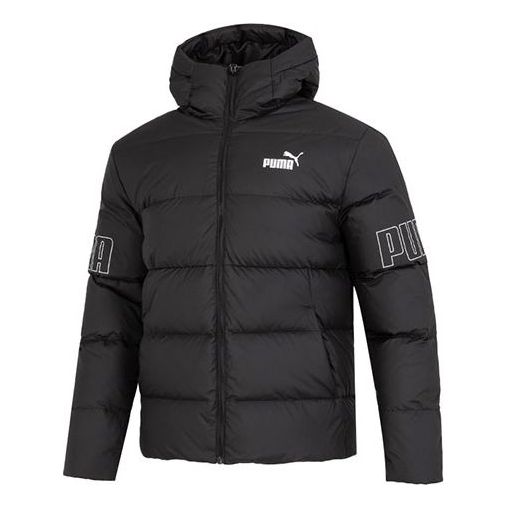 Pufferjacka Puma Power Hooded Down Puffer Jacket Svart | 676032-01
