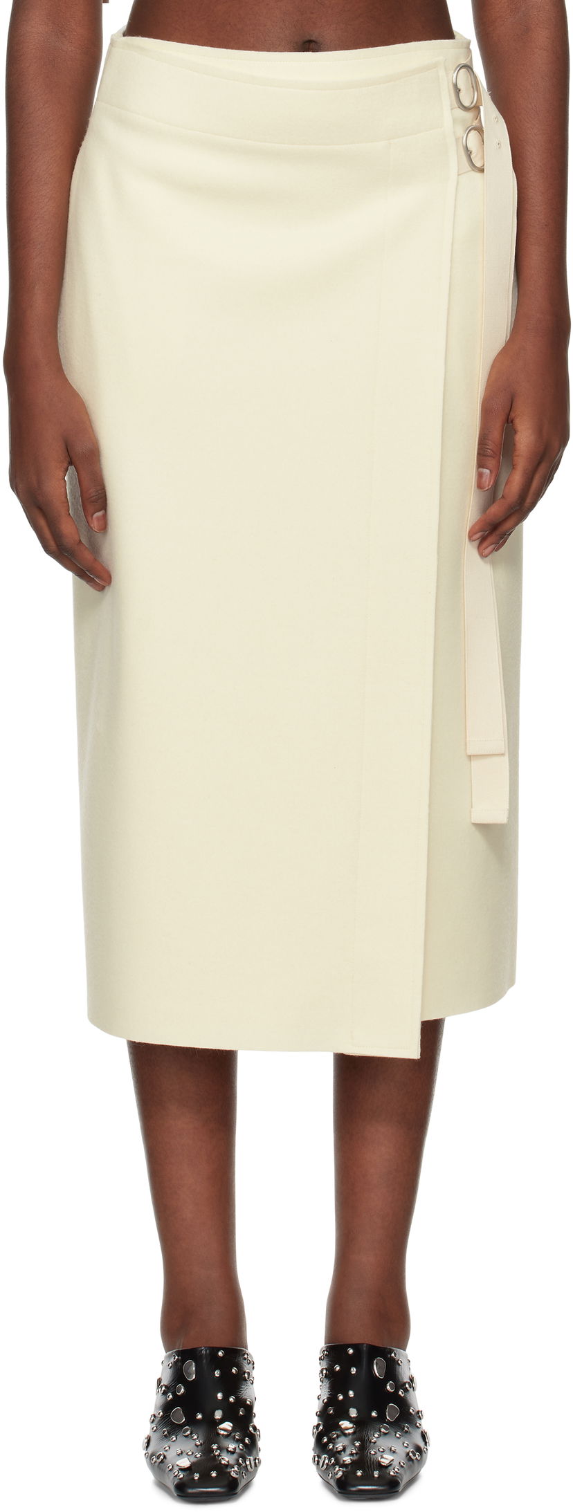 Kjol Jil Sander Double Face Compact Midi Skirt Vit | J40MA0157_J20212