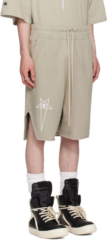 Shorts Rick Owens Rick Owens Champion Edition Beveled Pods Shorts Beige | CM01E1688 CHFE FELPA, 1