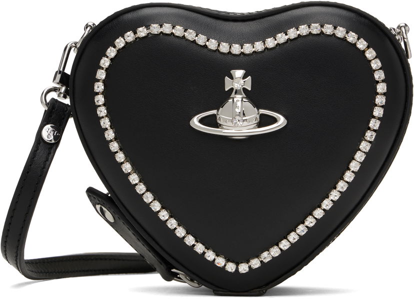 Handväska Vivienne Westwood Vivienne Westwood Mini Heart Crossbody Bag with Crystal Trim Svart | 58020001W-L008K-