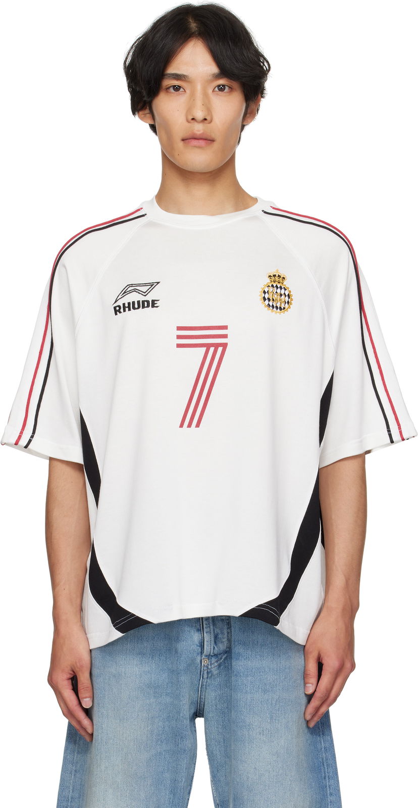 T-shirt Rhude Rhude Lundun Soccer Jersey T-Shirt Vit | RHPF25TT02729
