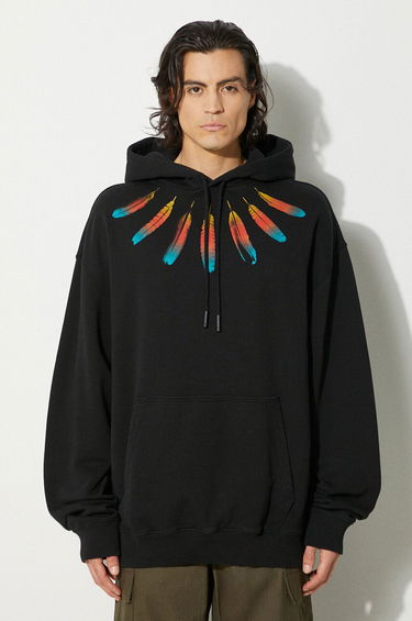 Sweatshirt Marcelo Burlon Collar Feathers Comfy Hoodie With Print Svart | CMBB106F24FLE0031084, 0