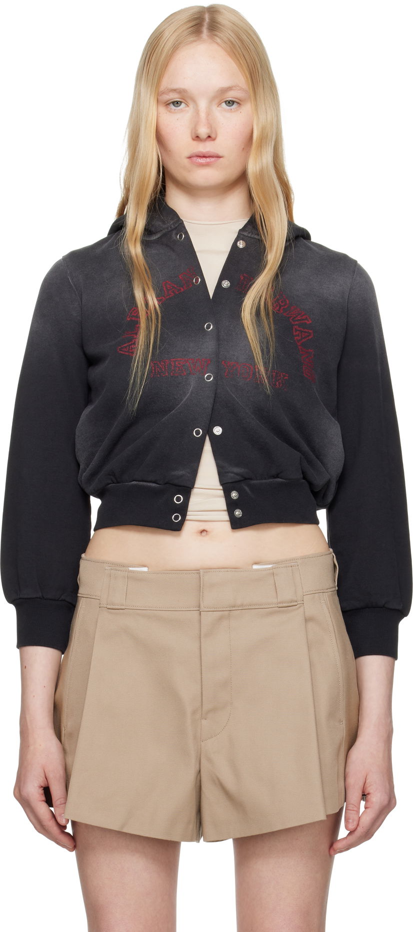 Sweater Alexander Wang Alexander Wang.t Shrunken Cotton Terry Cardigan Svart | 4CC2251554