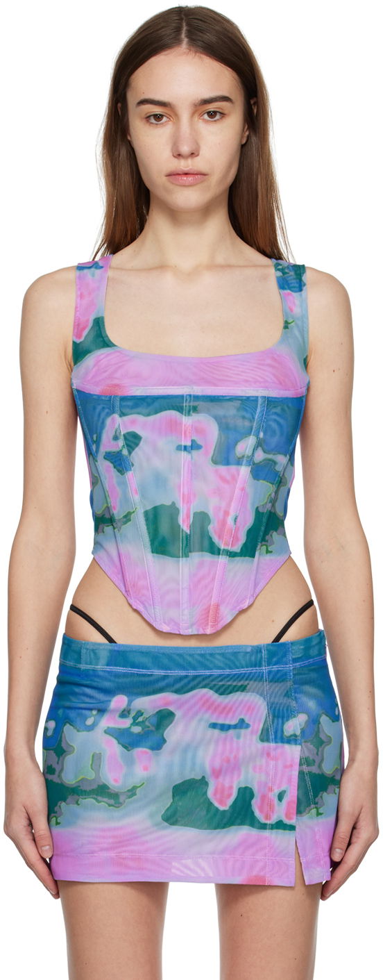 Kjol Miaou Miaou Campbell Mesh Corset Tank Top Flerfärgad | 7020PM1THP