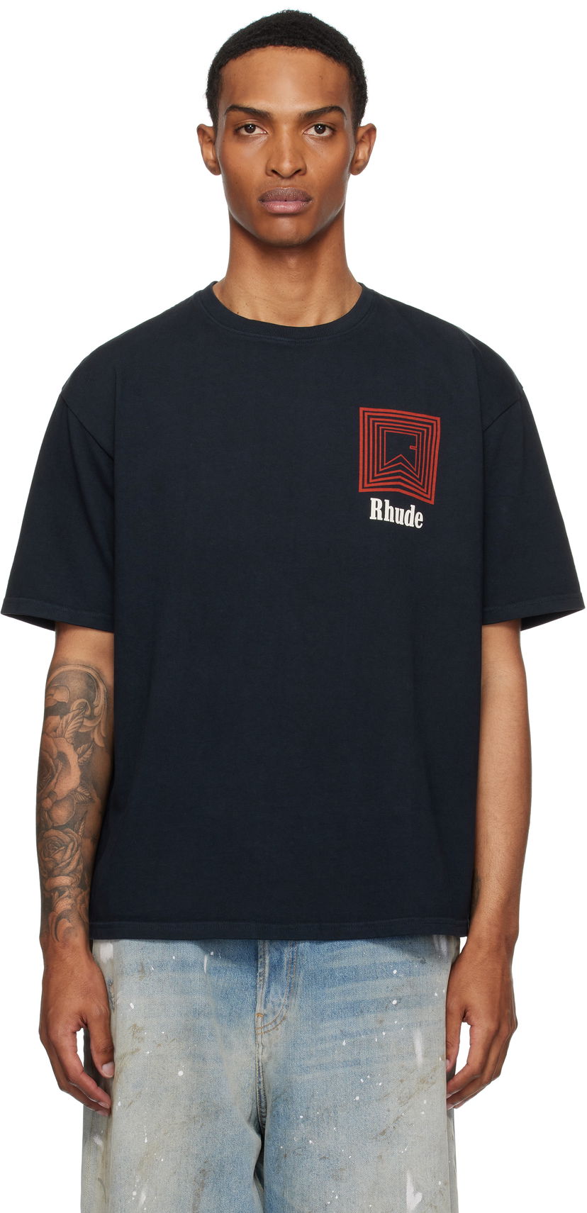 T-shirt Rhude Rhude Chevron Logo Graphic Tee Svart | RHPF25TT21012