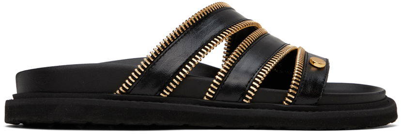 Skovård Moschino Moschino Zipper Detail Sandals Svart | MA28183G1I MJ5 000