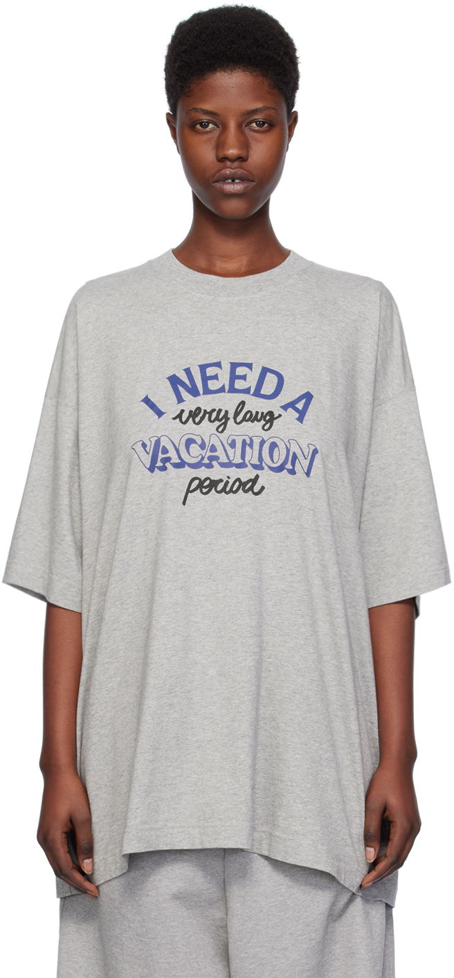 T-shirt VETEMENTS 'I Need A Vacation' T-Shirt Grå | UE64TR320G