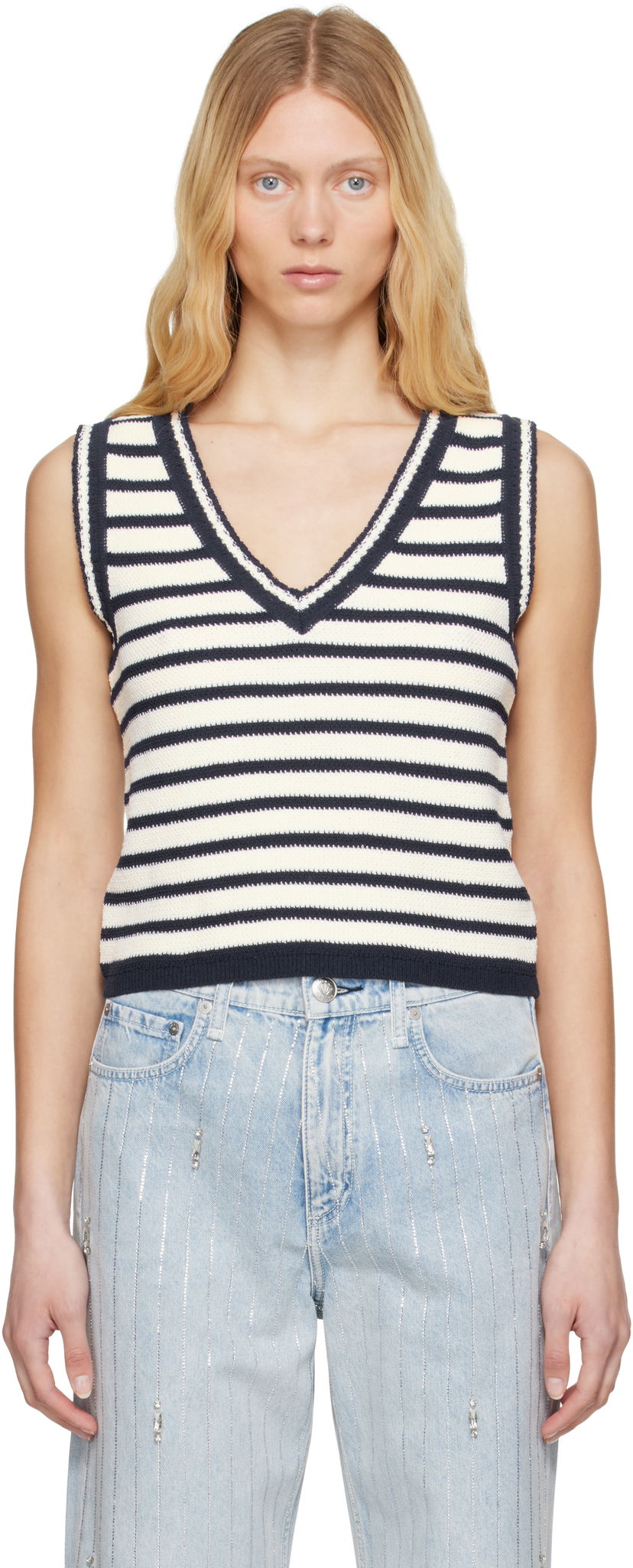 Sweater rag & bone rag & bone Meghan Stripe Knit Vest Flerfärgad | WAS25S062EC62