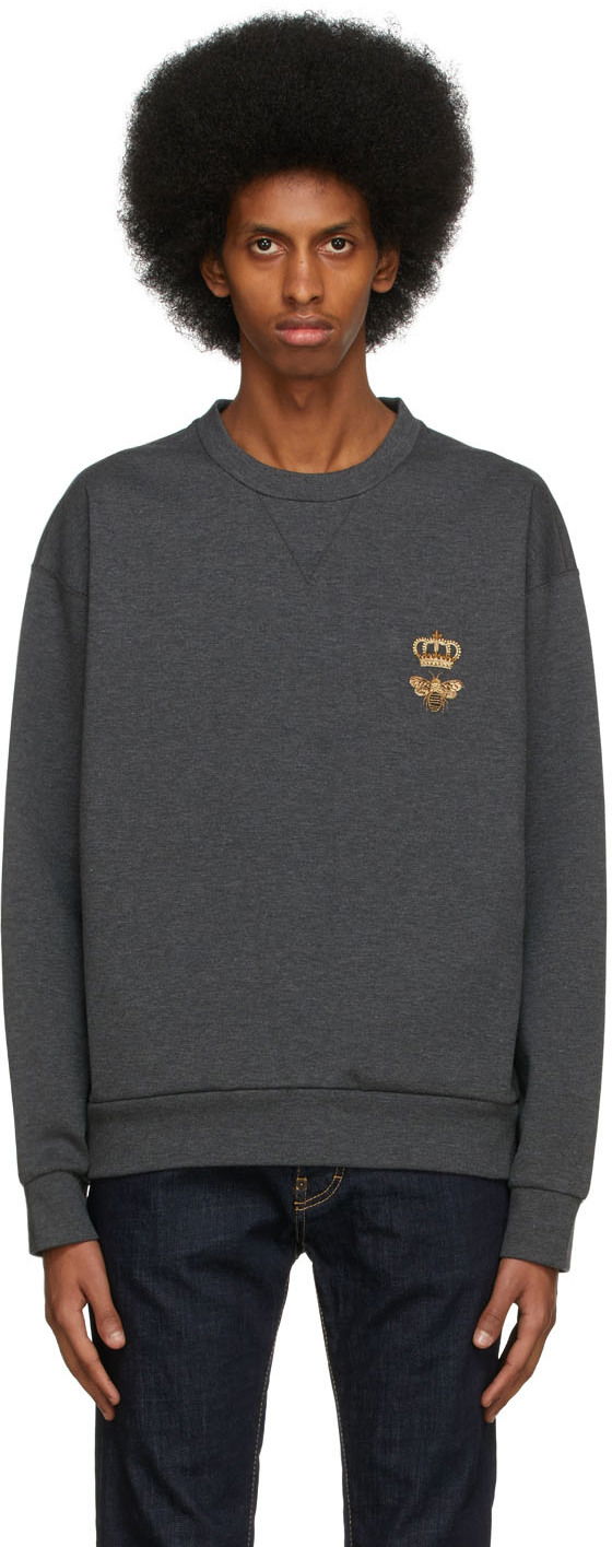 Sweatshirt Dolce & Gabbana Grey Embroidered Sweatshirt Grå | G9VA5Z HU7IE