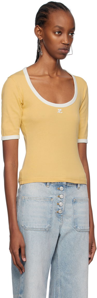 T-shirt Courrèges Slim Scoop Neck T-Shirt Vit | 124JTS116JS0070, 4