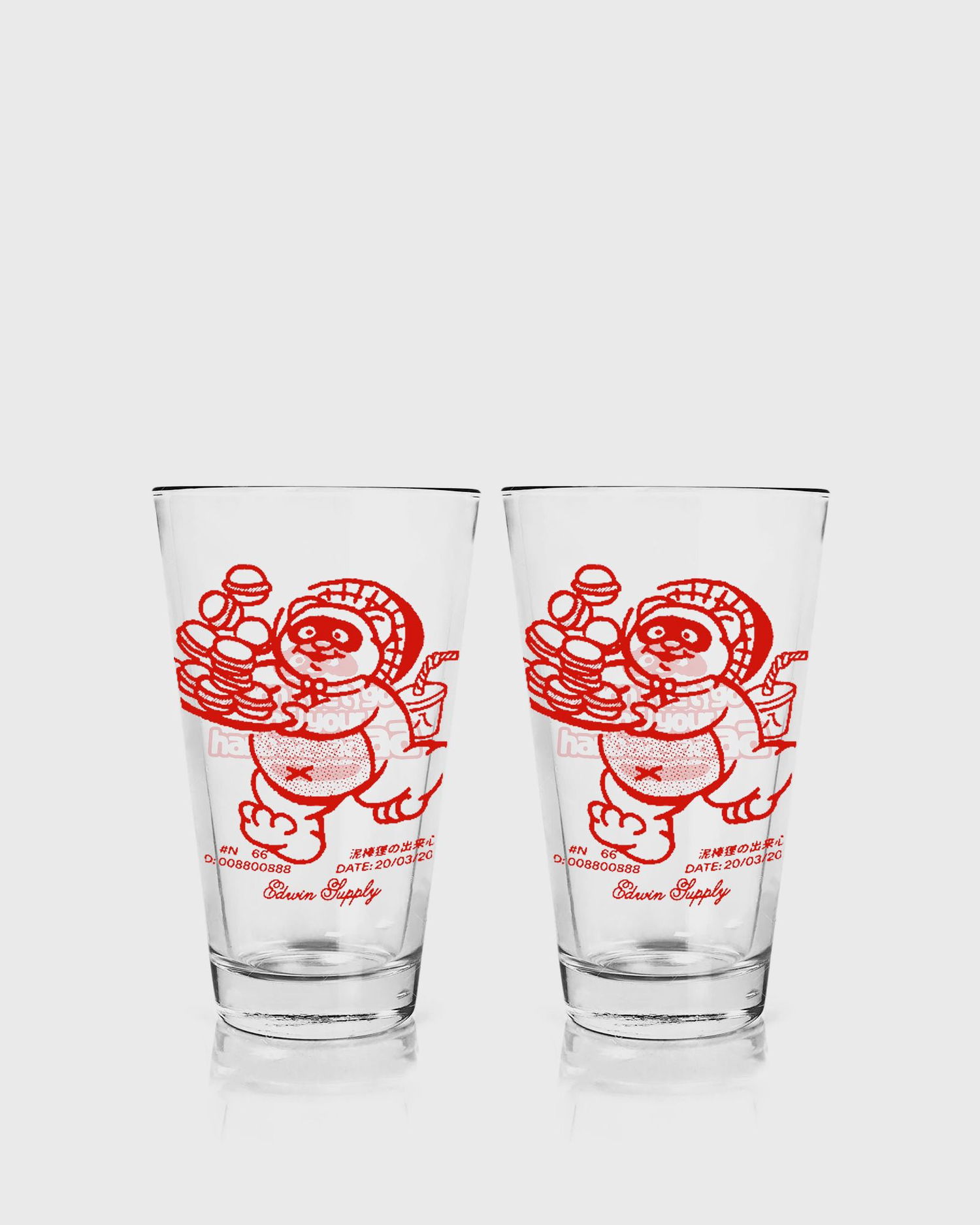 Heminredning EDWIN Edwin Supply Tanuki Graphic Cola Glasses - Pack of 2 Röd | I035937-H400, 0