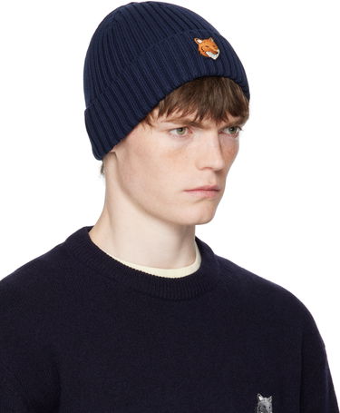 Mössa MAISON KITSUNÉ Maison Kitsuné Fox Head Beanie Mörkblå | PM06111KT1140, 1