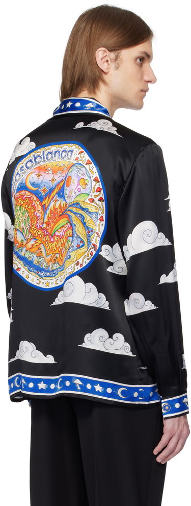 Skjorta Casablanca Casablanca Open Spread Collar Silk Shirt Svart | U-MS25-SH-006-02, 2