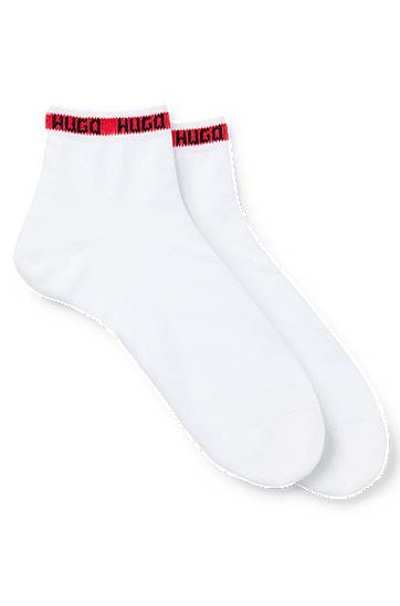 Strumpor BOSS Two-pack short-length socks with logo tape Vit | 50516390, 0