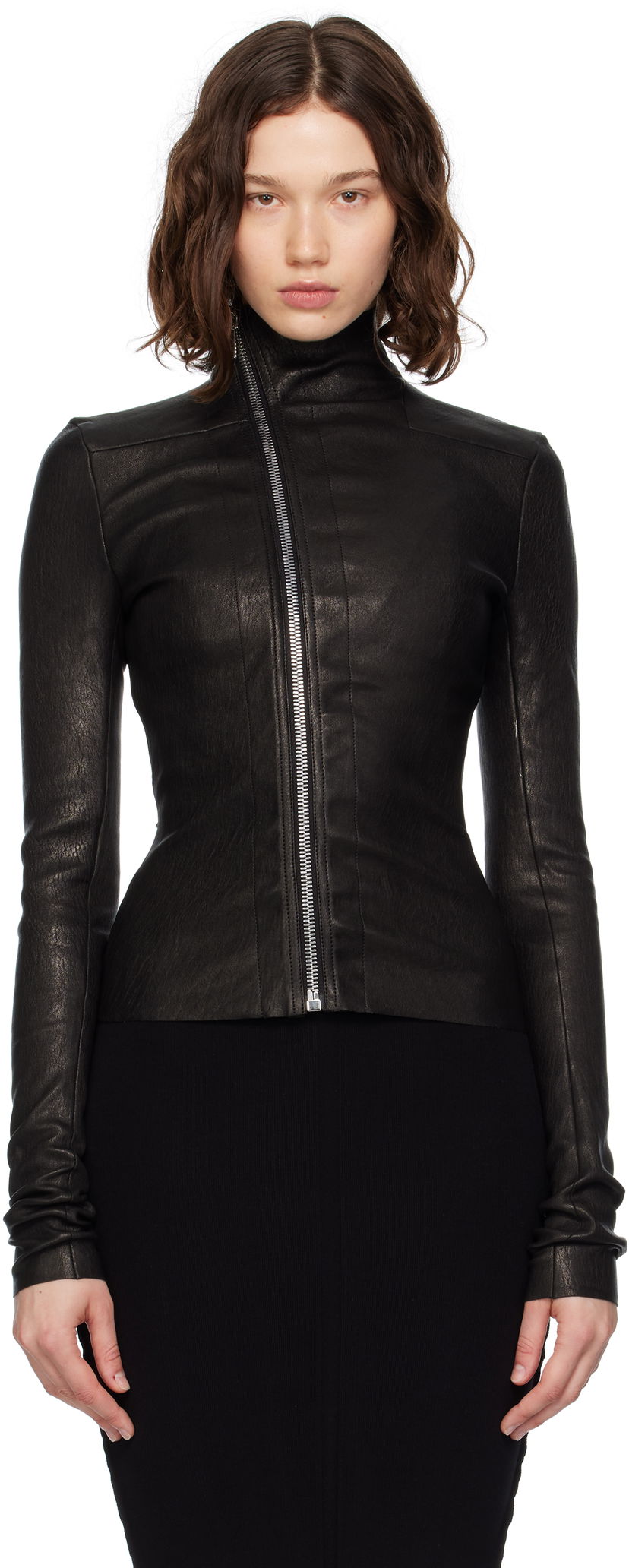 Jacka Rick Owens Rick Owens Gary Leather Jacket Svart | RP02E4701 LSV