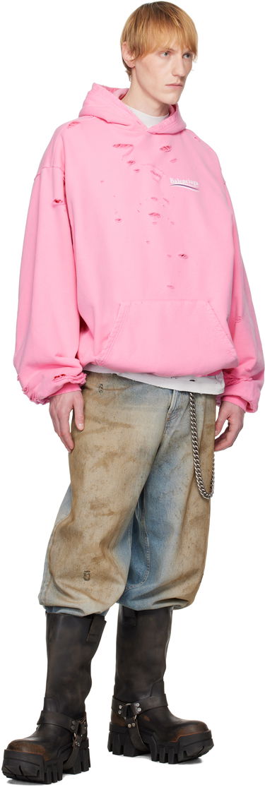 Sweatshirt Balenciaga Balenciaga Political Campaign Destroyed Hoodie Rosa | 818557TRVP9, 3
