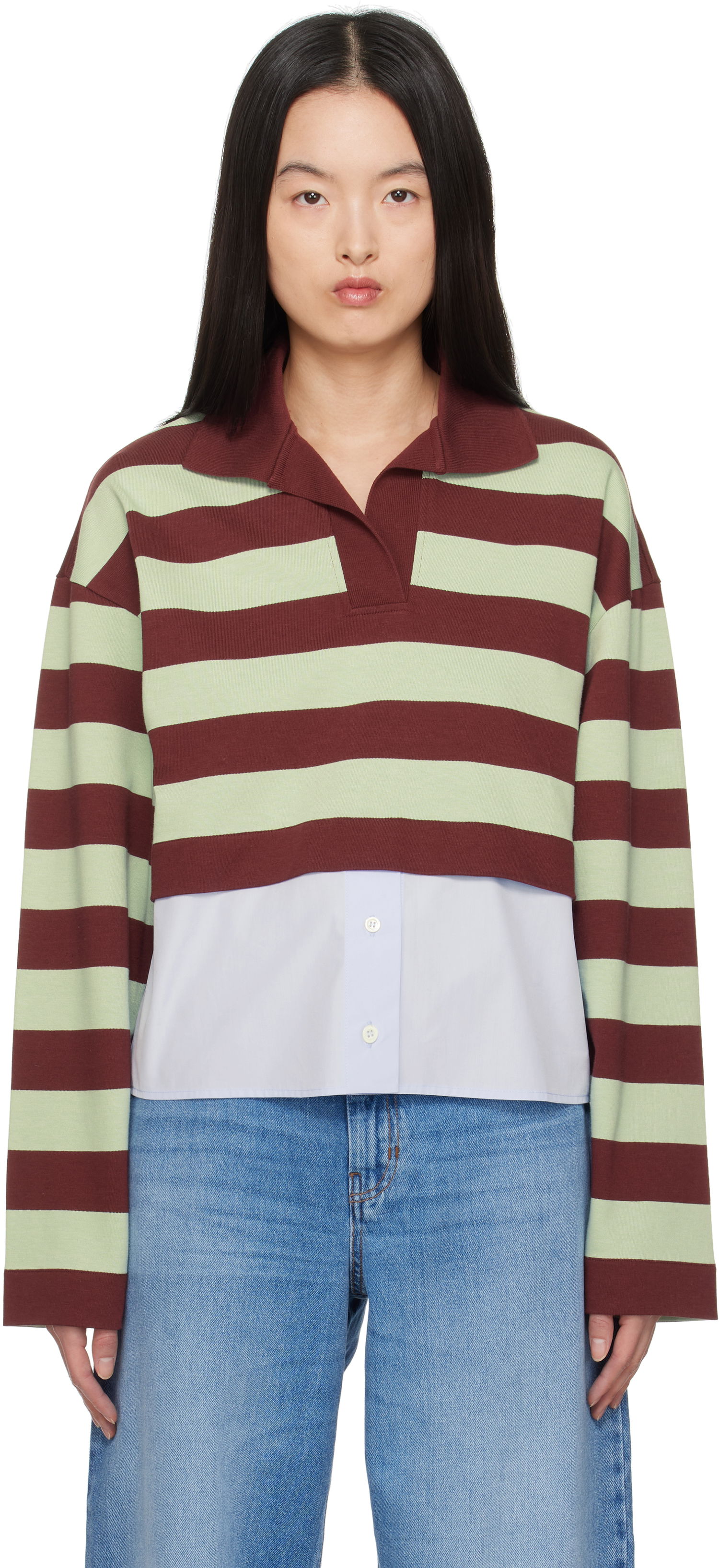 Sweater Max Mara Weekend Max Mara Halle Cropped Striped Polo Grön | 2515951021600, 0