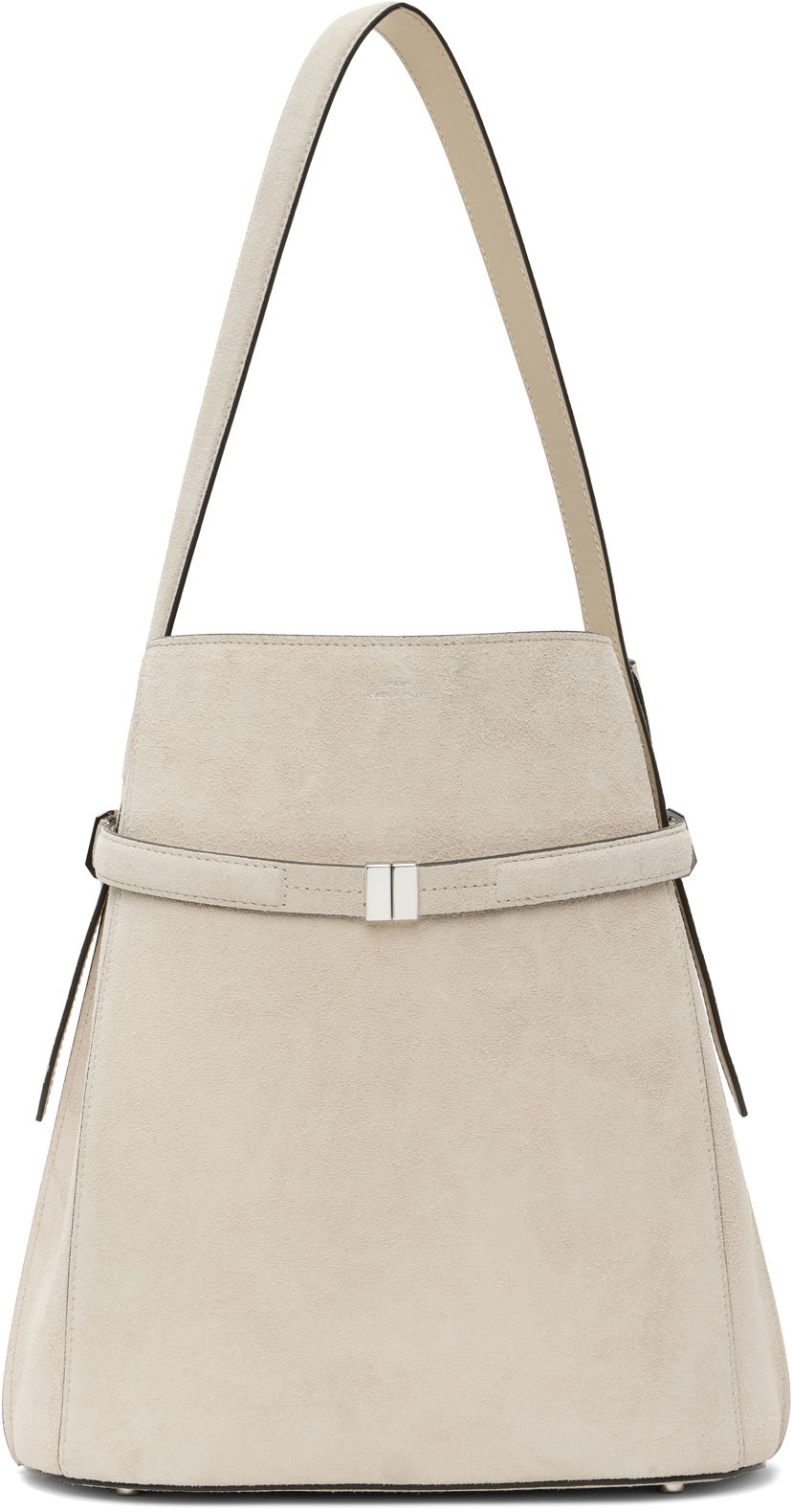Handväska TOTEME TOTEME Belted Suede Bucket Bag Beige | 253-WAL0048-LE0004